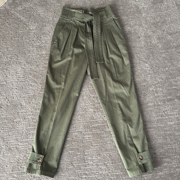 A.L.C. Karey Belted High Rise Pant in Light Army - Picture 2 of 9